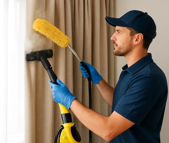 Trusted curtain steam cleaning technician Matty Curtain Cleaning karalee QLD